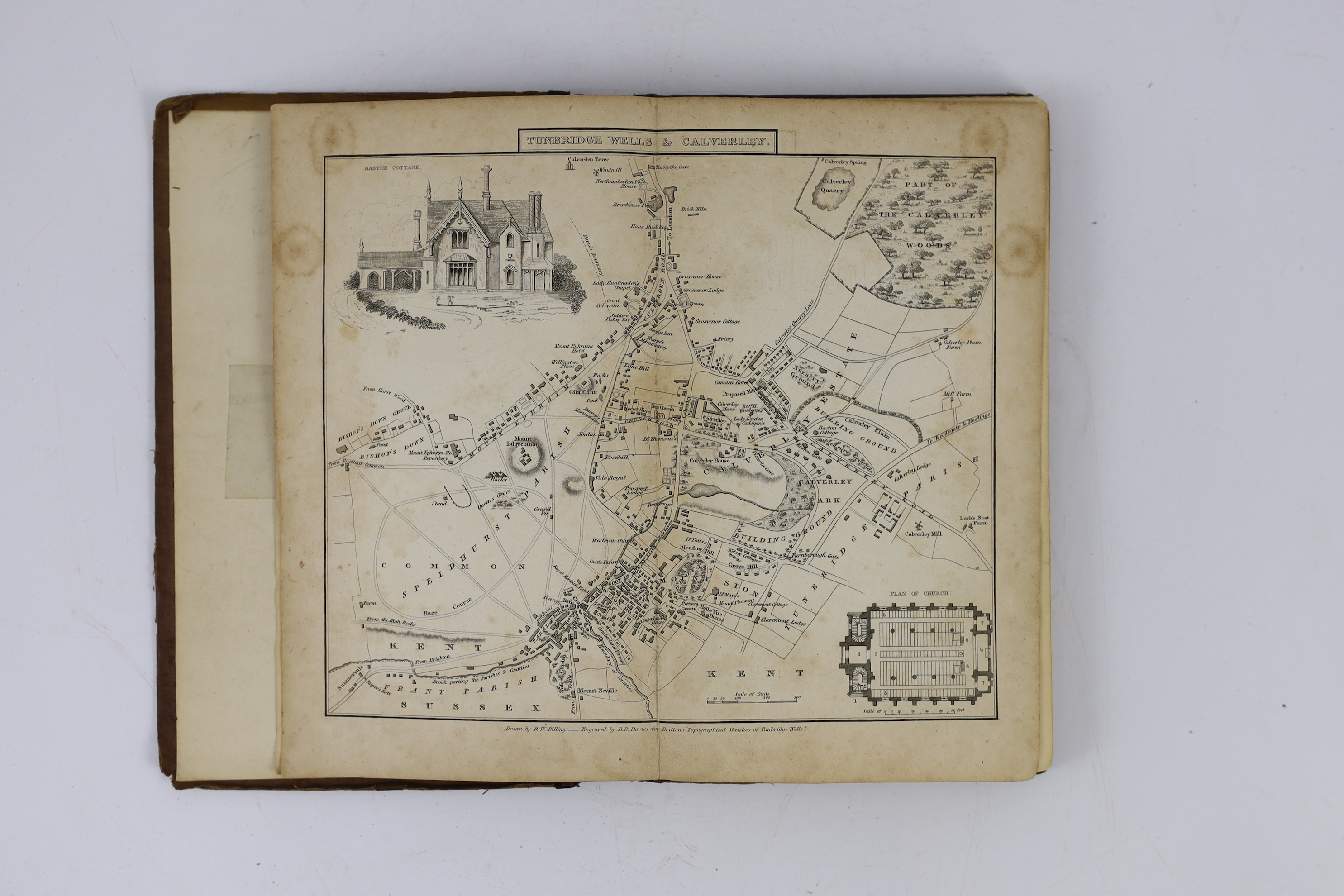 KENT, TUNBRIDGE WELLS: Britton, John - Descriptive Sketches of Tunbridge Wells and the Calverley Estate... 2 d-page lithographed plans, 10 lithographed plates and text engravings; original cloth and paper label (rebacked